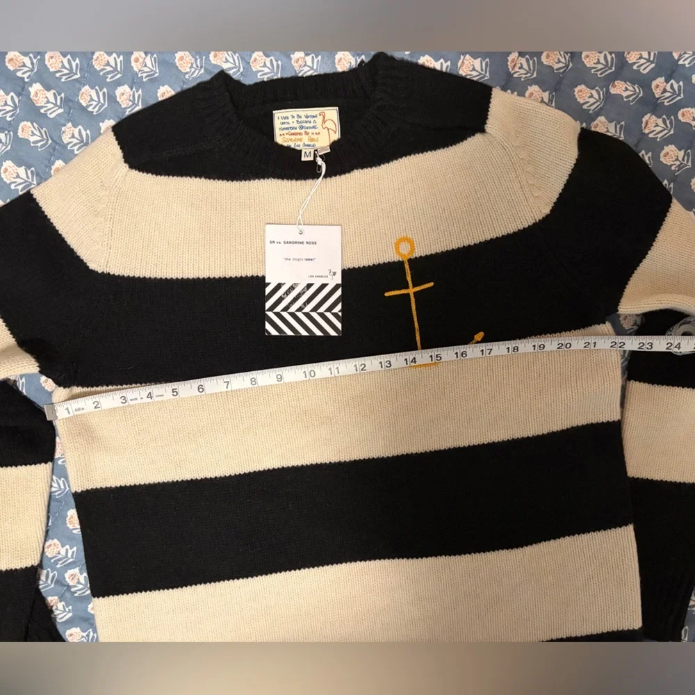 Sandrine Rose x Free People Karma Anchor Cashmere Sweater • Black/White • M NWT - Picture 5 of 5
